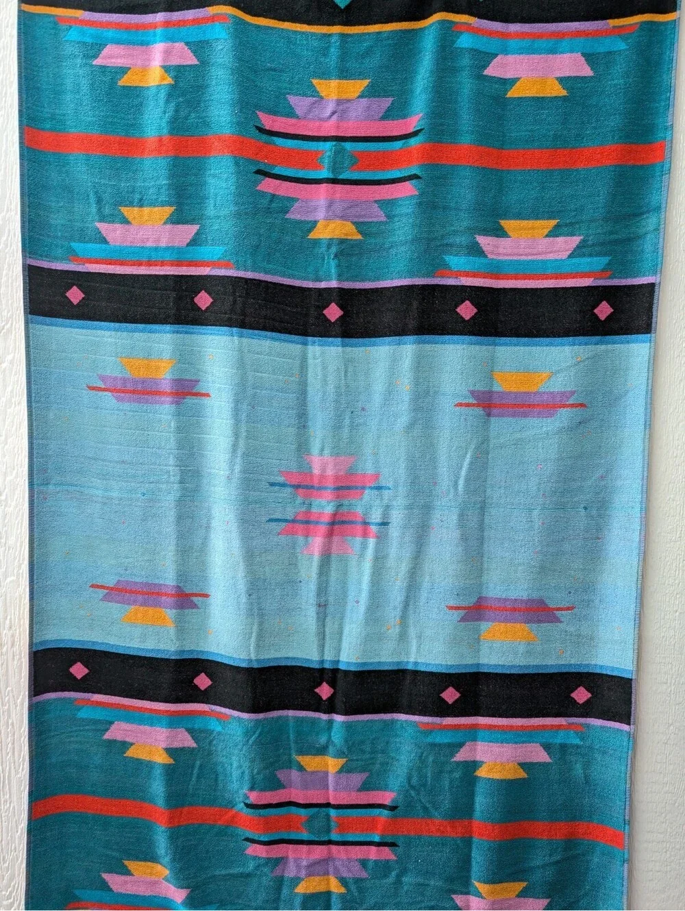 Vintage Royal Terry Beach Towel Bright Southwestern Tribal Retro 80s 90s Cotton